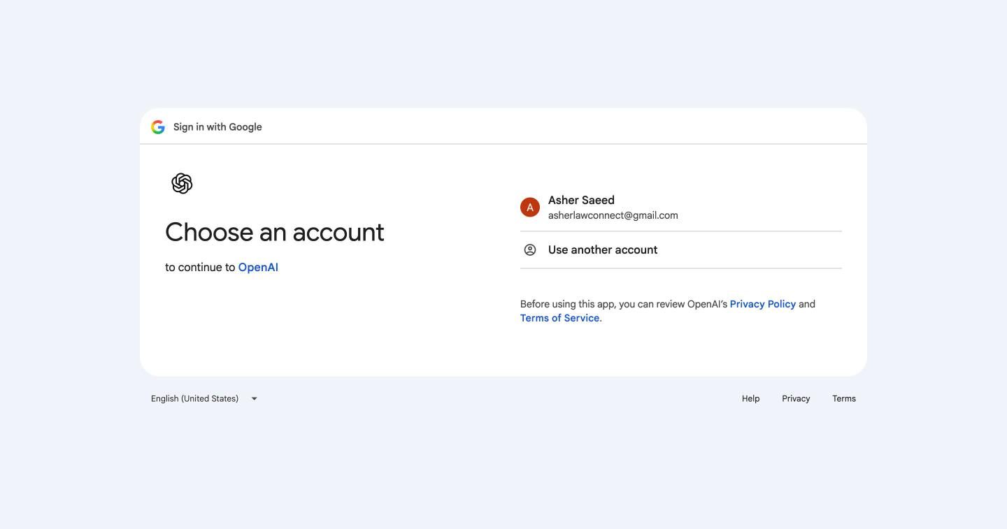 Google's choose an account screen